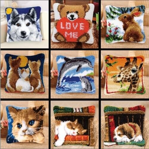 Cartoon Animals Carpet Embroidery Cross-Stitch Pillow Tapestry kits DoIt Yourself latch Hook Pillow Cushion Cover Pillow Diy