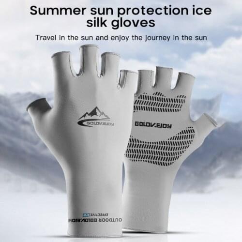 Summer Elastic Sun-proof Ice Silk Cool Thin Gloves Men Touch Screen Anti-slip Anti-UV Cycling Breathable Gloves