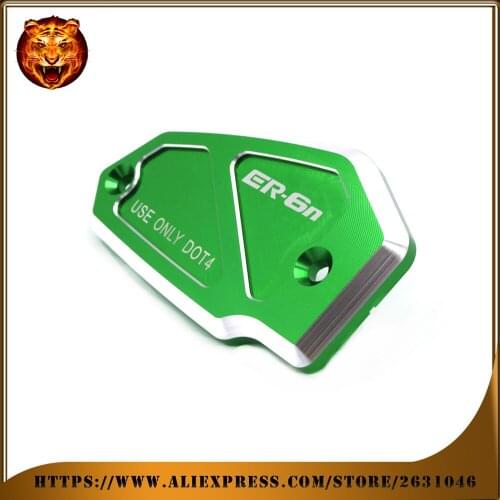Motorcycle Front Brake Master Cylinder Fluid Reservoir Cover Cap Oil Cup For KAWASAKI ER-6N ER6N 2012-2017 Green Black Logo 2016