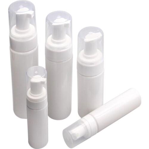 50pcs/lot 30ml 60ml 80ml 100ml white Mini Foam Pump Bottle plastic empty Refillable liquid foaming Soap Travel Bottle