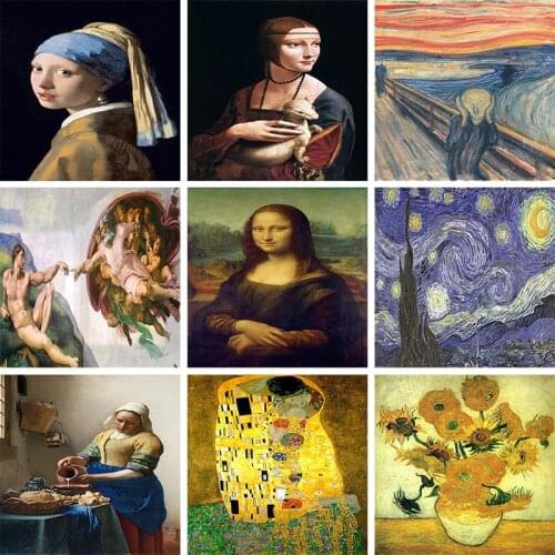 World Most Famous Oil Painting Artwork Series 5D DIY Diamond Painting Full Square Diamond Painting Embroidery Sale 20X30cm