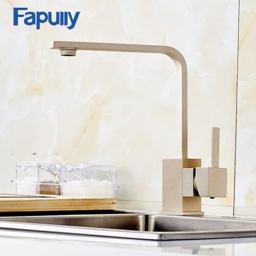 Fapully Kitchen Faucet Marble Square 360 Rotate Swivel Cold and Hot Water Mixer Tap Single Handle for Kitchen Sink Tap 171-33YM