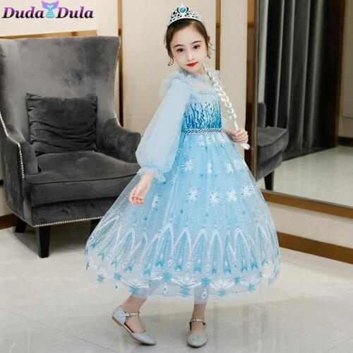 Snow Queen 2 Girls Princess Costume Cosplay Kids Birthday Party Christmas Costume Halloween Dress 3-12 Years Girls Clothes