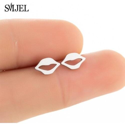 Weird Small Mouth Lips Earrings For Women Hip-Hop Stainless Steel Hand Face Earring Nightclub Jewelry Studs Accessories
