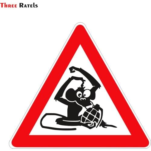 Three Ratels TZ-966# 13*15cm 1-4 Pieces Colorful PVC Car Sticker Caution! Monkey Auto Funny Car Stickers