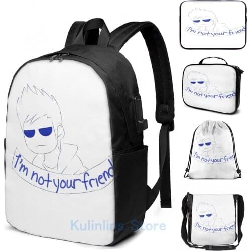 Funny Graphic print Tom Eddsworld USB Charge Backpack men School bags Women bag Travel laptop bag