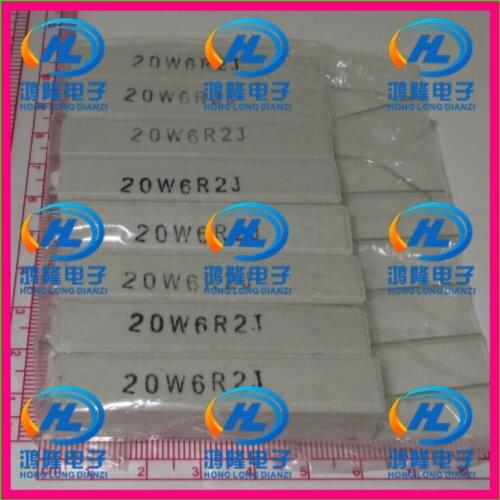10pcs/lot) 20W 6.2 ohm +/-5% Horizontal cement resistor / 20W 6R2J ohm 5% Cement resistance / 20W 6.2RJ Ceramic resistor