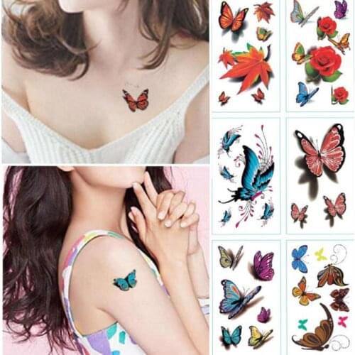 1000pcs/lot Cartoon 3D Bowknot Tattoos Stickers Simulation Flowers Water-proof Temporary Tattoos Tattoos & Body Art HA1772
