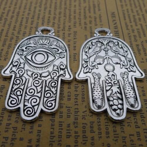 2PCS/Lot 31mm*48mm wicca Antique Silver Color Palm Charm Pendants For Jewelry Making DIY