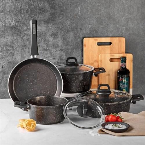 2021 model cookware set Biogranit Blackgold New 7 Piece Cookware Set
