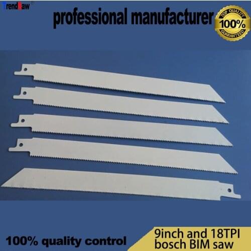 5pcs 225mm Reciprocating Blade Made Of Bi-Metal For Nail Steel 9inch And 18TPI Fast Cutting Bosch Standard Sabre Saw