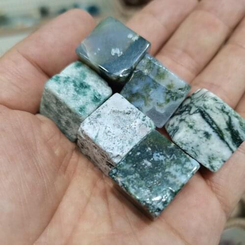 6pcs Natural Green Bamboo Stone Polished Ice Cube Stone Healing Chakra Reiki Stone As Gift about20mm