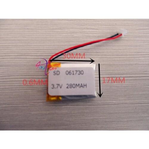 Best battery brand 3.7V lithium polymer 061730 601730 MP3 wireless mouse Bluetooth stereo 280mAH