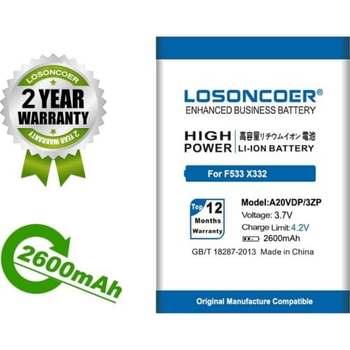 LOSONCOER Battery 1400mAh A20VDP/3ZP Battery For Philips F533 X332 CTF533 CTX332 Battery
