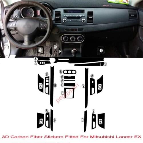 Car-Styling New 3D Carbon Fiber Car Interior Center Console Color Change Molding Sticker Decals For Mitsubishi Lancer EX