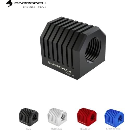 Barrowch Computer Water Cooled DIY Accessories G1 / 4 "X3 Black / Silver / Red / Blue Tee Cube Adapter FBAL3T-V1