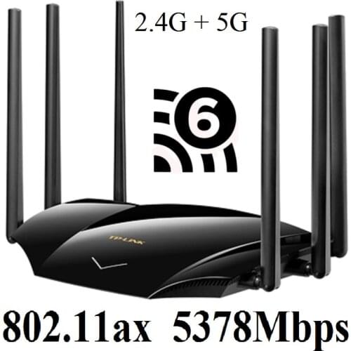 Chin-Firmware, 6 Antennas WiFi6 Wireless Router 802.11AX Double bands 2.4GHz 574M + 5GHz 4804M, 4 Gigabit ports, AX5400 Wi-Fi 6