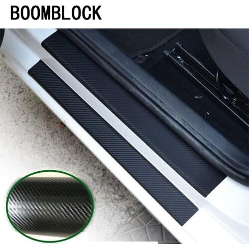 BOOMBLOCK Car Covers Carbon Fiber Stickers Pedal Threshold For Bmw E46 E39 Audi A3 A6 C5 A4 B6 Mercedes W203 W211 Mini Cooper