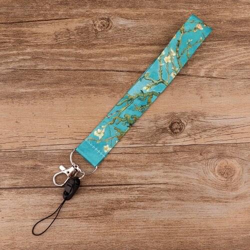 JF967 Van Gogh Short Lanyard Card ID Holder Car KeyChain ID Card Passport Gym Mobile Badge Key Ring Holder Jewelry