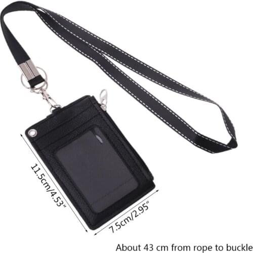 Fashion Business Credit Card ID Badge Coin Purse Holder Neck Strap Lanyard Keychain