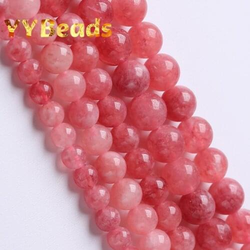 Natural Strawberry Quartz Crystals Jade Beads Round Loose Beads For Jewelry Making Diy Fashion Bracelet Accessories 6 8 10mm 15"