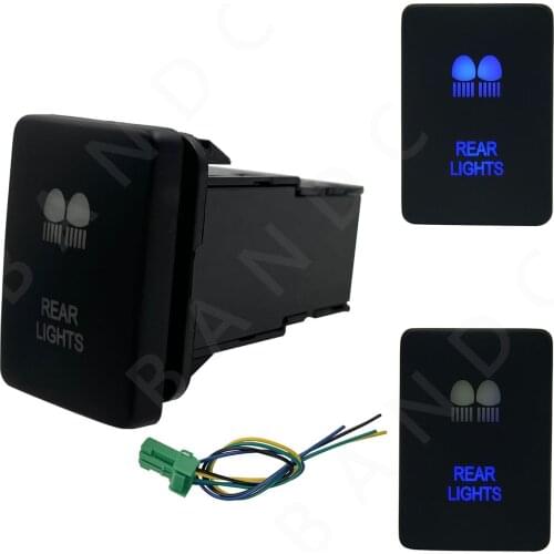 With Wires, Car REAR LIGHTS Push Switch With Dual BLUE Led Lamp for Toyota Hilux Prado 2015 RVA4, Auto Replacement, 3Amp 12V