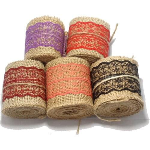 Jute Burlap Natural Hessian Ribbon With Lace Trim Line Roll Jewelry Gift Packing Rustic Party Decor