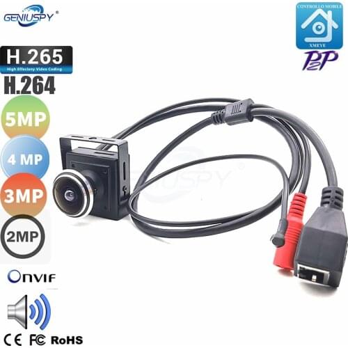 H.265/H.264 2MP 3MP 4MP 5MP Audio Video Camera MINI IP Camera Microphone P2P Network 1.78mm Fisheye Lens Wide Angle Fisheye Lens