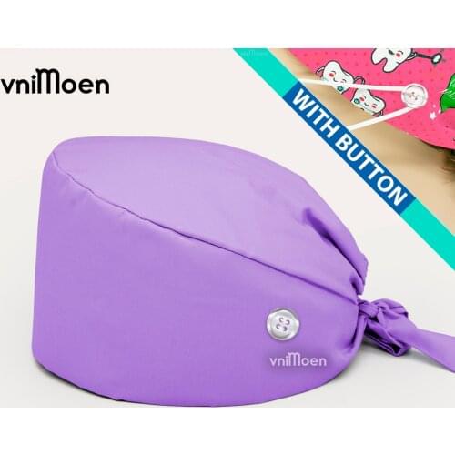 Purple surgical cap women Scrubs Hats Women and Men Cotton Bandage Adjustable Scrub Cap Sweatband Hat Doctor Nurse Hat HeadCover