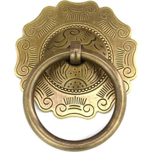 Chinese Antique Circle Drawer Knob Furniture Classical Wardrobe Cabinet Shoe Door Handle Closet Cone Vintage Pull Ring Hardware