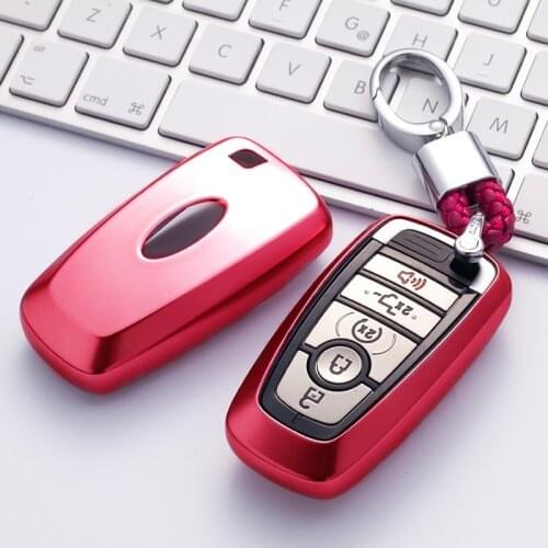 Key case cover For Ford Fusion Mustang Explorer F-150 F-250 F-350 2017 2018 Remote Key Case Shell Cover Skin Holder key chain
