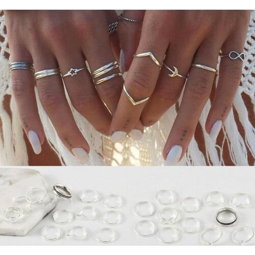 12Pc/set Charm Silver Color Set For Women Vintage For Girl Gift Rings Boho Jewelry Punk Knuckle Punk Party Rings U1T6