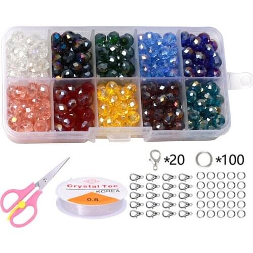 4 6 8mm Rondelle Glass Faceted Beads Kit for Jewelry Making Diy Necklace Rings Accessories Craft Round Loose Spacer Beads Set