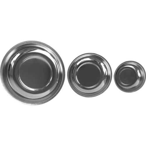 Circle Stainless Steel Magnetic Parts Bowl Tool Tray Nuts Bolts Screws Part Tray Magnetic Parts Plate Silver Sale