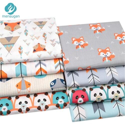 Fox Bear Arrow and Feather Printed 100% Cotton Fabric Meters for Baby Bed Sheet Crib bumper Cushions Blanket Sewing Cloth