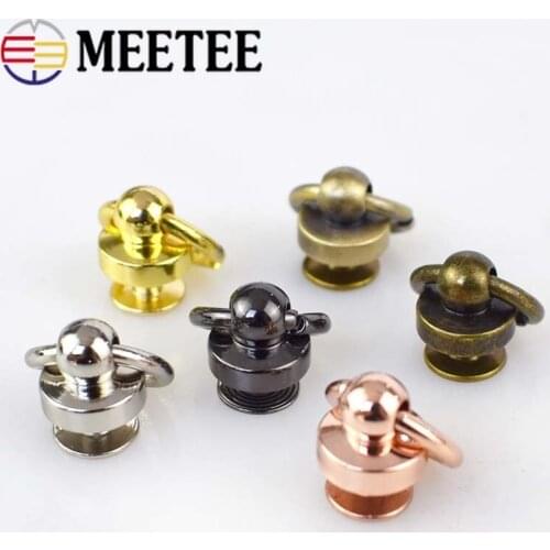 Meetee 10/20pcs ID9mm Metal Side Ring Bag Buckle Chain Buckle Screw Rivet DIY Luggage Straps Hanging Hardware Decor Accessories
