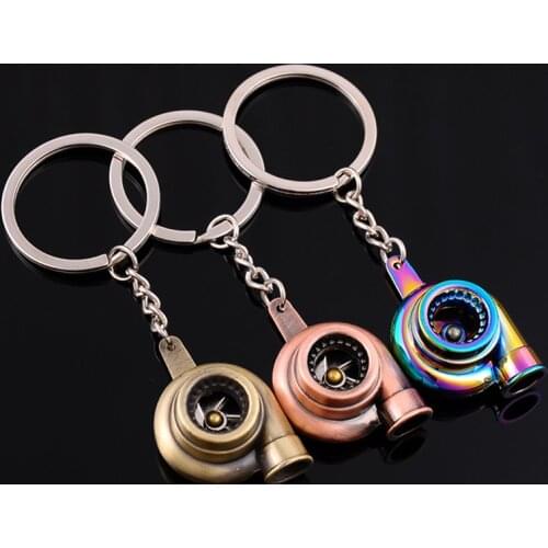Mini Turbo Turbocharger Keychain Spinning Turbine Key Chain Ring Keyring Keyfob Car Keyring Car Interior Accessories