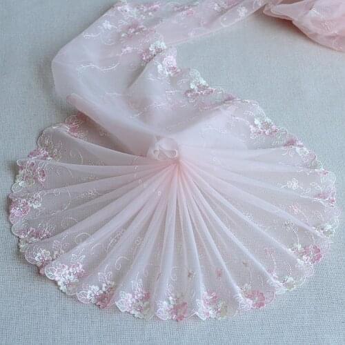 MLAEY 2Yards pink Exquisite Embroidered Flower Lace Trim High Quality Lace Fabric DIY Craft&Sewing Dress Clothing Accessories
