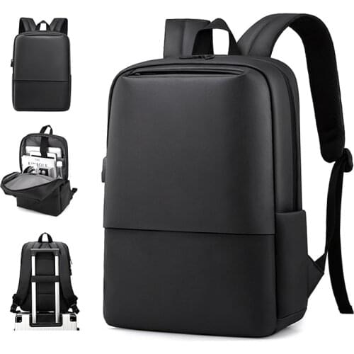 Fashion Black Teenager Backpack 15.6" Laptop Rucksack Travel Business Swiss Backpack Men Retro USB Student School Shoulder Bags