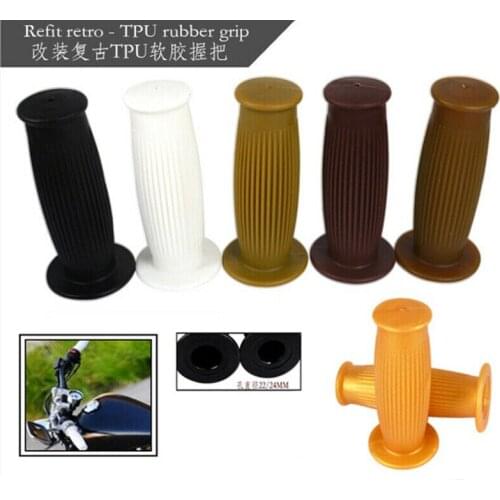 Custom 7/8" 22mm Motorcycle Universal Retro Rubber Handlebar Hand Grip For Harley Honda Yamaha Suzuki Cafe Racer Bobber