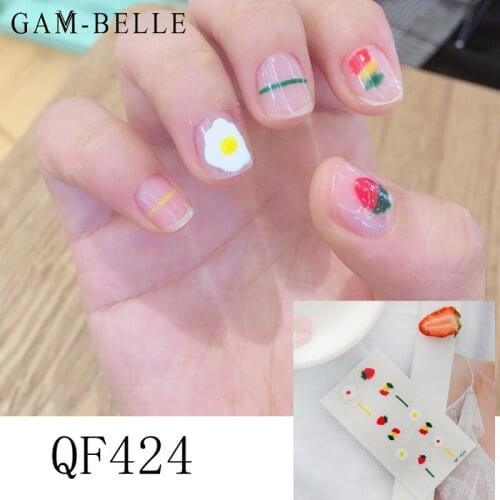 GAM-BELLE 14 Tips Colorful Flower Nail Art Sticker Self Adhesive Full Cover Nail Wraps Decoration Beauty Manicure Decals Tool
