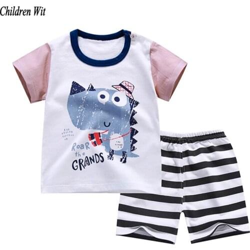 2020 New Summer Baby Clothing Set Cartoon Cotton Baby Boys Clothing Girls Suit Set 0-3 Year Baby Clothes