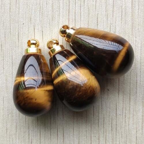 Wholesale 3pcs/lot fashion natural tiger eye Stone Perfume bottle drop shape Pendants for Necklace jewelry making