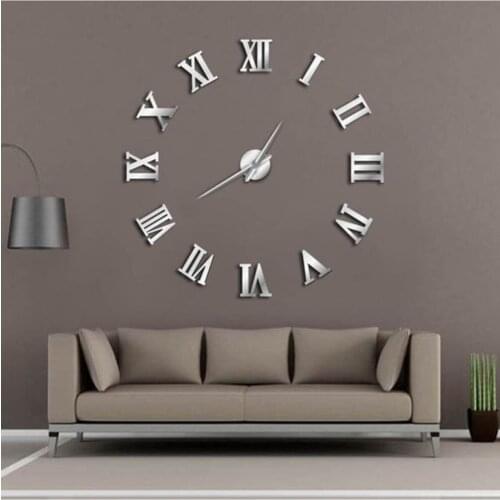 Plexiglass Belly Wall Clock Large 3d Roman Digit Wall Clock (silver)