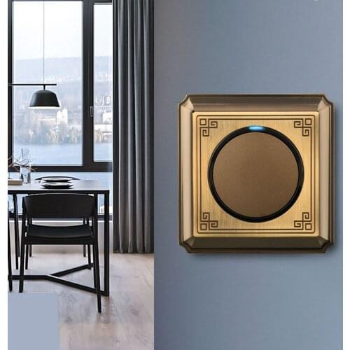 Retro Bronze Color 1-4 Gang 2 Way Push Button Switch Aluminum Alloy Brushed Panel 86 Type Wall Concealed Switch
