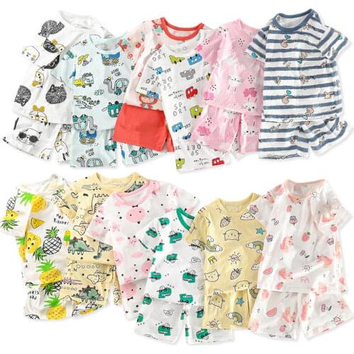 Summer Hollow Out Cotton Girl Pajamas Set With Shorts for Teens Boys Girls 2 5 8 10Y Kids Children Clothes Child Boy Pijama Bebe