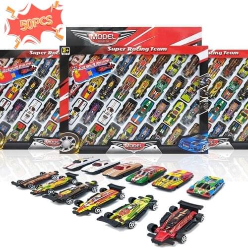 32/50PCS Boy Birthday Gift Set Alloy Pull Back Car Model Sliding Toy Anti-fall Puzzle Diecast 3 Year Children Simulation Racing