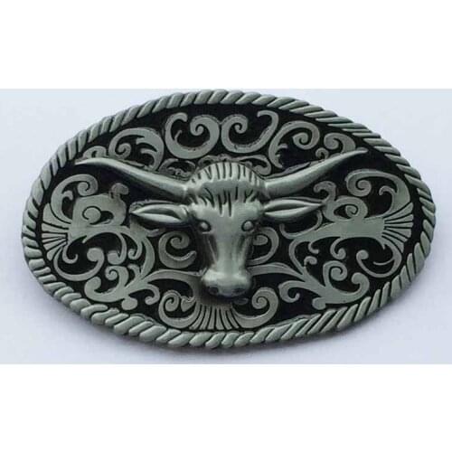 Western Cowboy Bull Head Floral Flower Belt Buckle