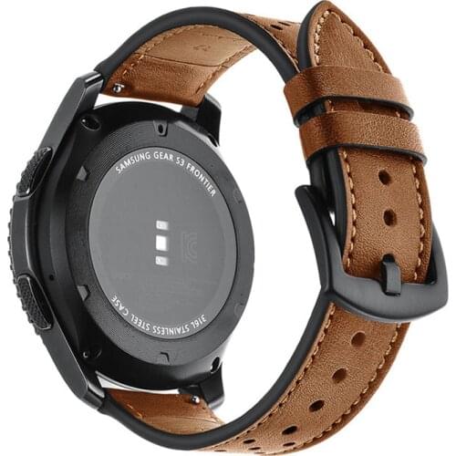 22mm/20mm strap for samsung galaxy 46mm/42mm S3 frontier active huawei watch gt amazfit bip/GTR 47mm Genuine Leather band