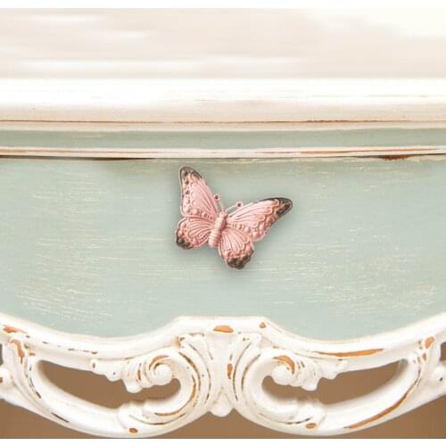 Butterfly Handle Mediterranean Style Single Hole Retro Wardrobe Cat Tail Double Hole Handle and Knob Drawer Wall Mounted Knob